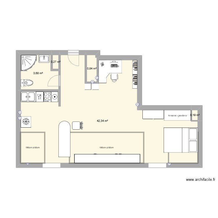 Plan Nancy Aymeric. Plan de 5 pièces et 47 m2