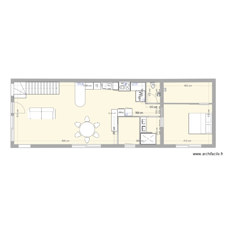 Villa 2 Cuisine. Plan de 1 pièce et 81 m2