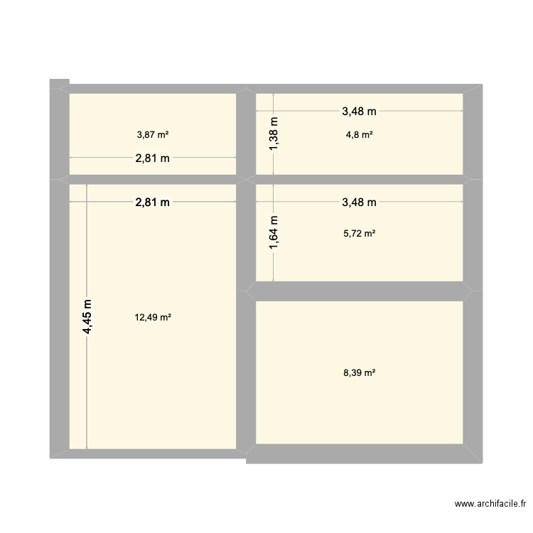 PLAN V3. Plan de 5 pièces et 35 m2