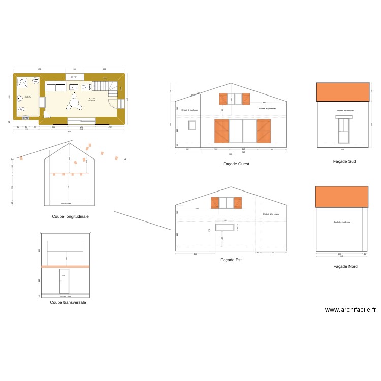 Mas des Conques V2. Plan de 5 pièces et 55 m2