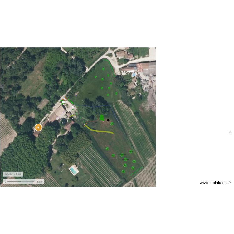 Plan jardin Sarrians - entrée portail. Plan de 0 pièce et 0 m2