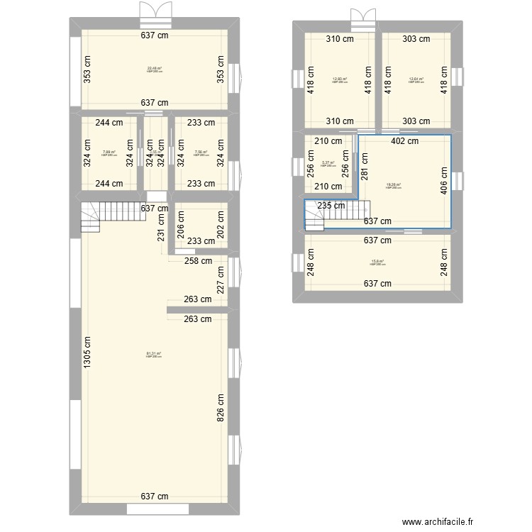 PROJET 1. Plan de 10 pièces et 189 m2