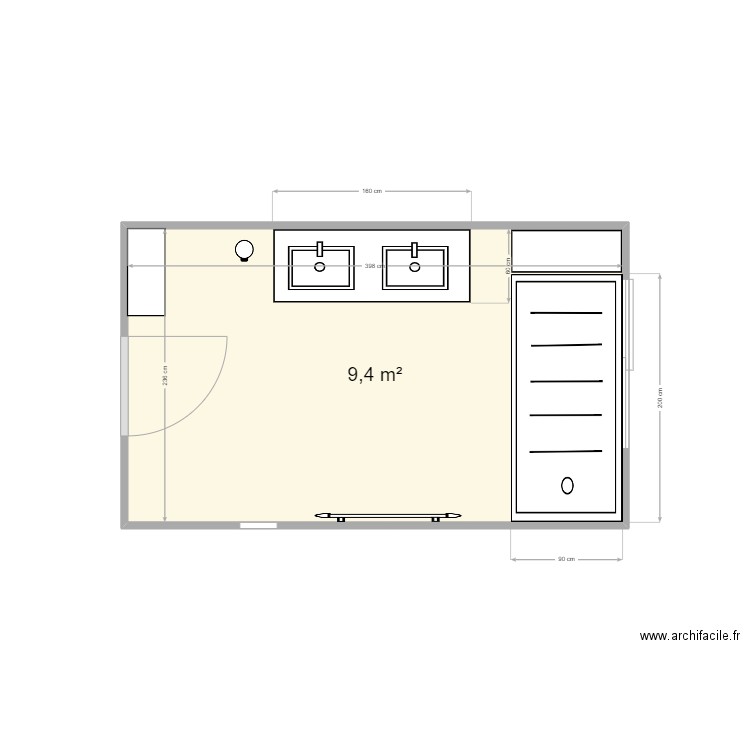 SALLE DE BAIN. Plan de 1 pièce et 10 m2