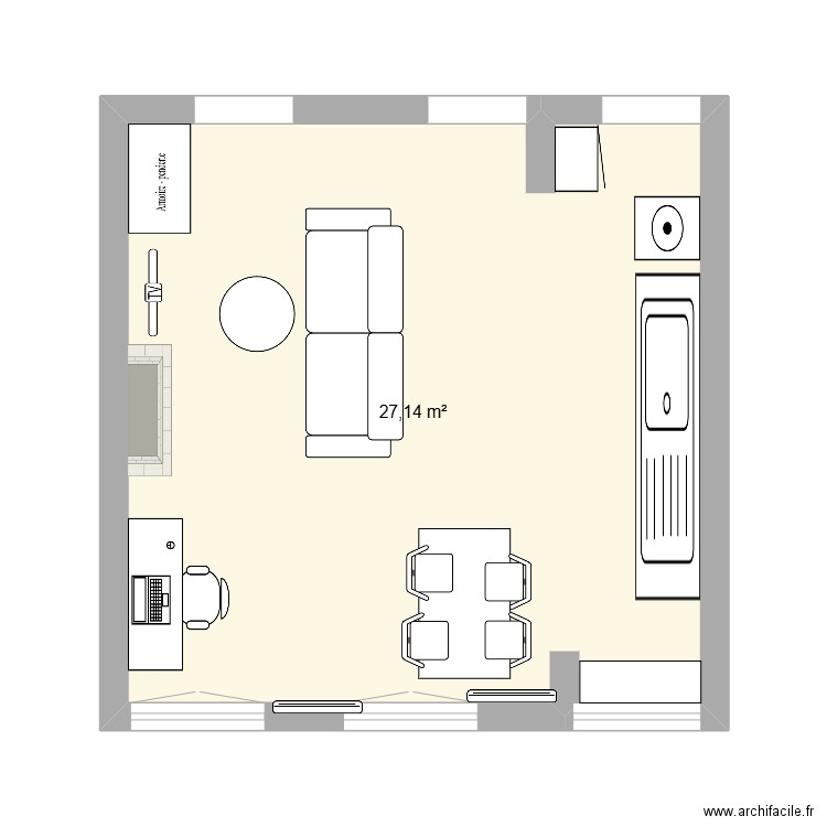 page 64 b. Plan de 1 pièce et 27 m2