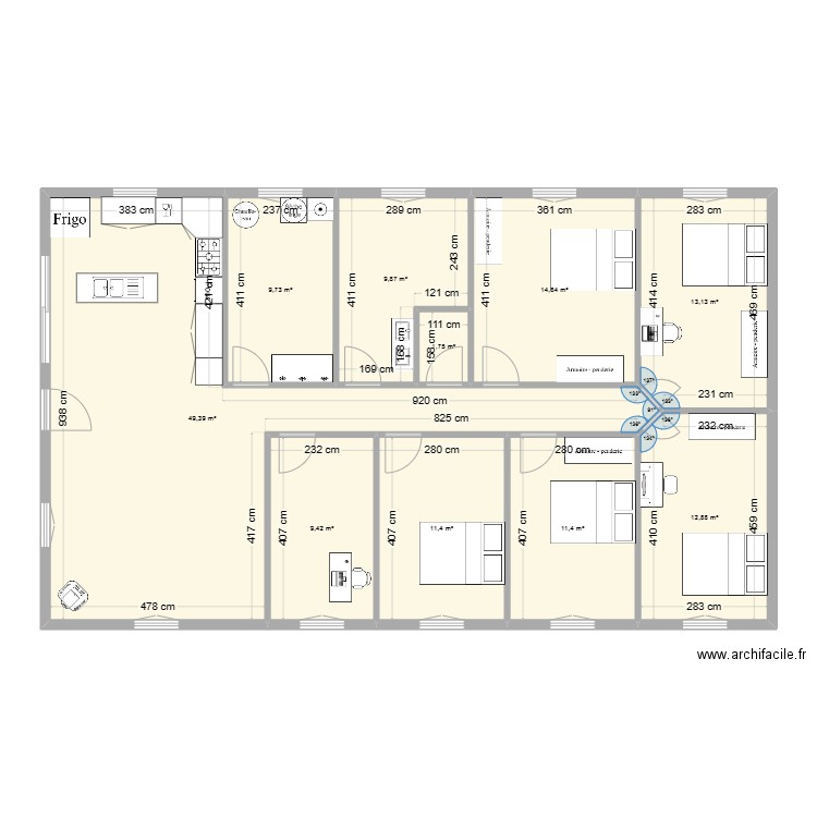 maison 2. Plan de 10 pièces et 144 m2