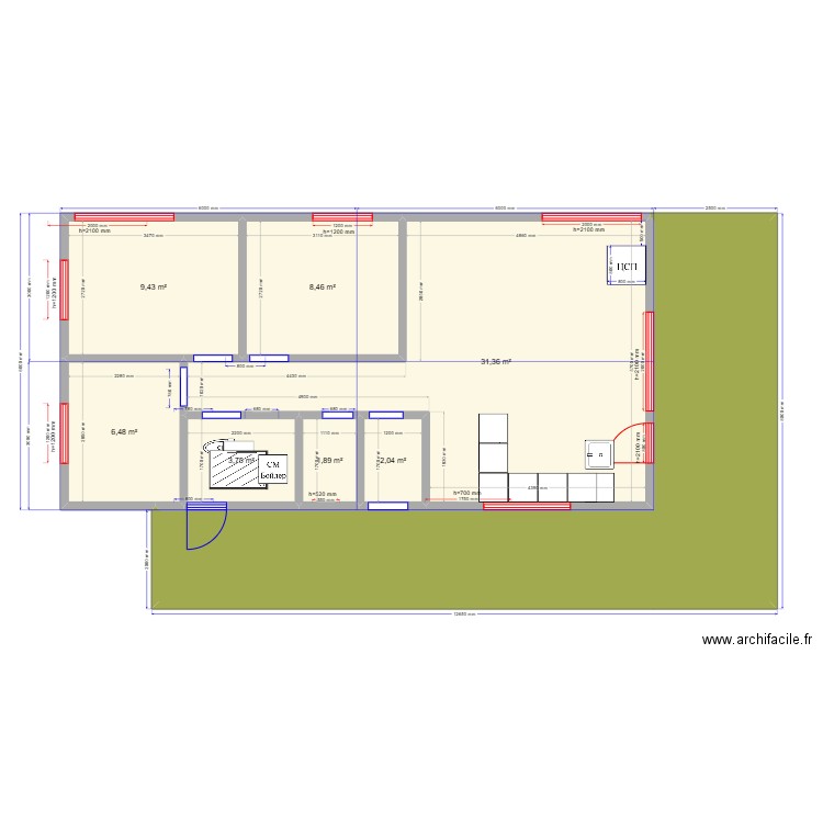 Быково 1. Plan de 8 pièces et 100 m2