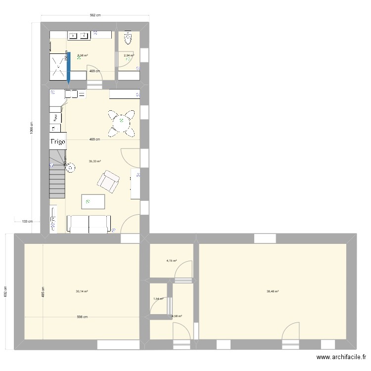 Tréma - implantation. Plan de 19 pièces et 238 m2