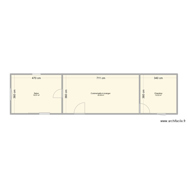 Maison . Plan de 3 pièces et 55 m2