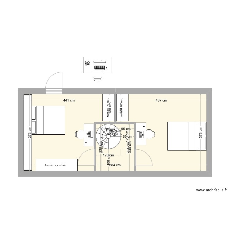 Étage étable. Plan de 1 pièce et 32 m2