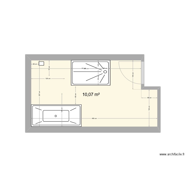 SdB Comble v2. Plan de 1 pièce et 10 m2