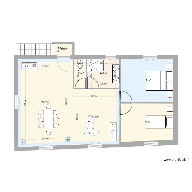 D3C R+1. Plan de 7 pièces et 59 m2