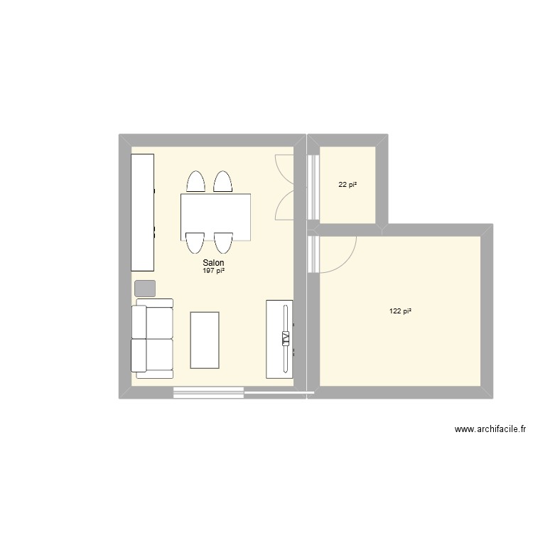 Appart. Plan de 3 pièces et 32 m2