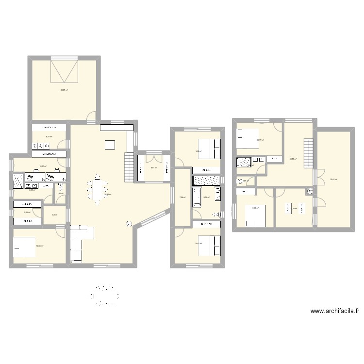 maison parfaite 01. Plan de 22 pièces et 297 m2