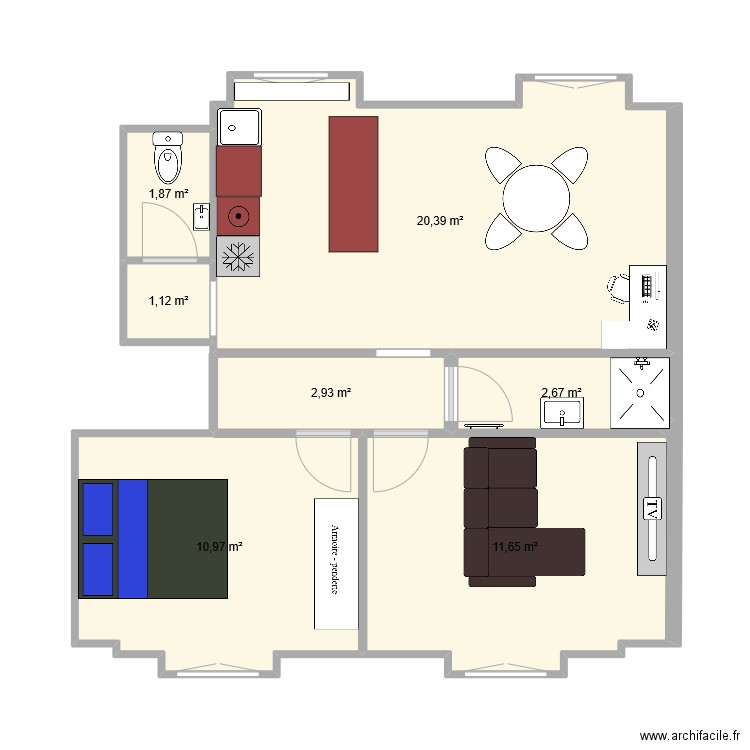 Saint-Maur 2. Plan de 7 pièces et 52 m2