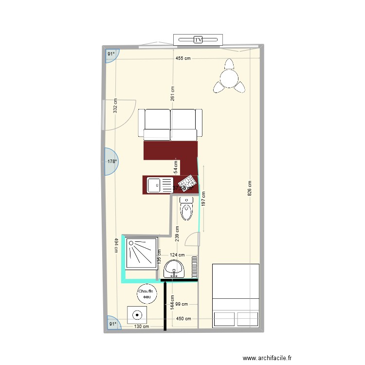 chez thomas et chloé. Plan de 1 pièce et 38 m2