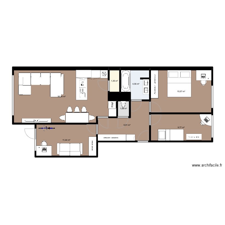 Home 3 bedrooms. Plan de 9 pièces et 84 m2