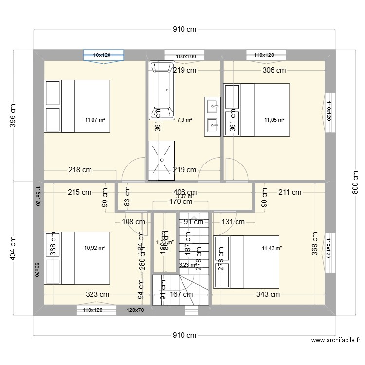 ETAGE DEF JORGE. Plan de 8 pièces et 60 m2