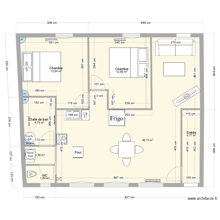 etage 6. Plan de 7 pièces et 79 m2