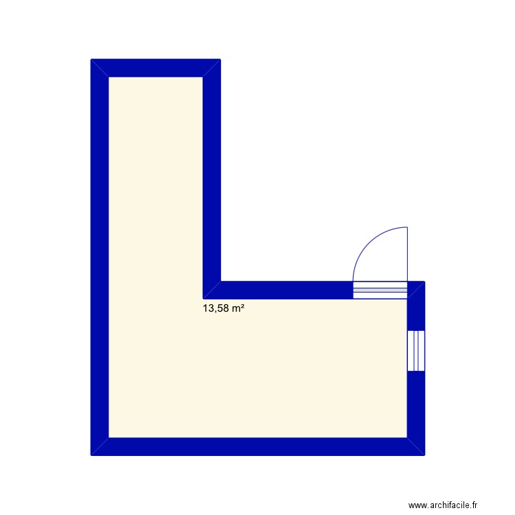 Cuisine . Plan de 1 pièce et 14 m2