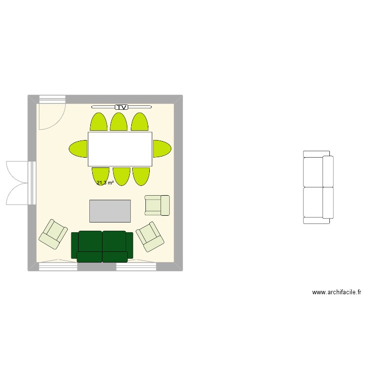 kkdddu. Plan de 1 pièce et 21 m2