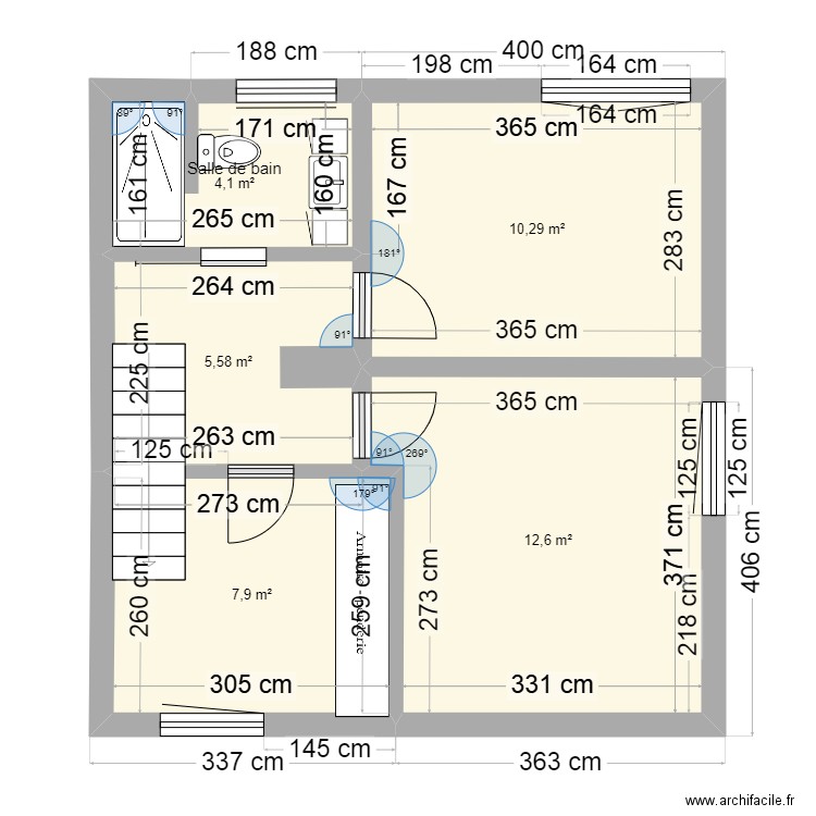 plan zu etage 1. Plan de 5 pièces et 40 m2