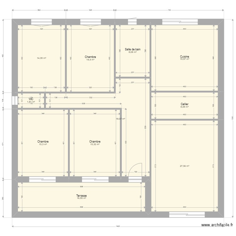 Plan murat 3. Plan de 11 pièces et 160 m2