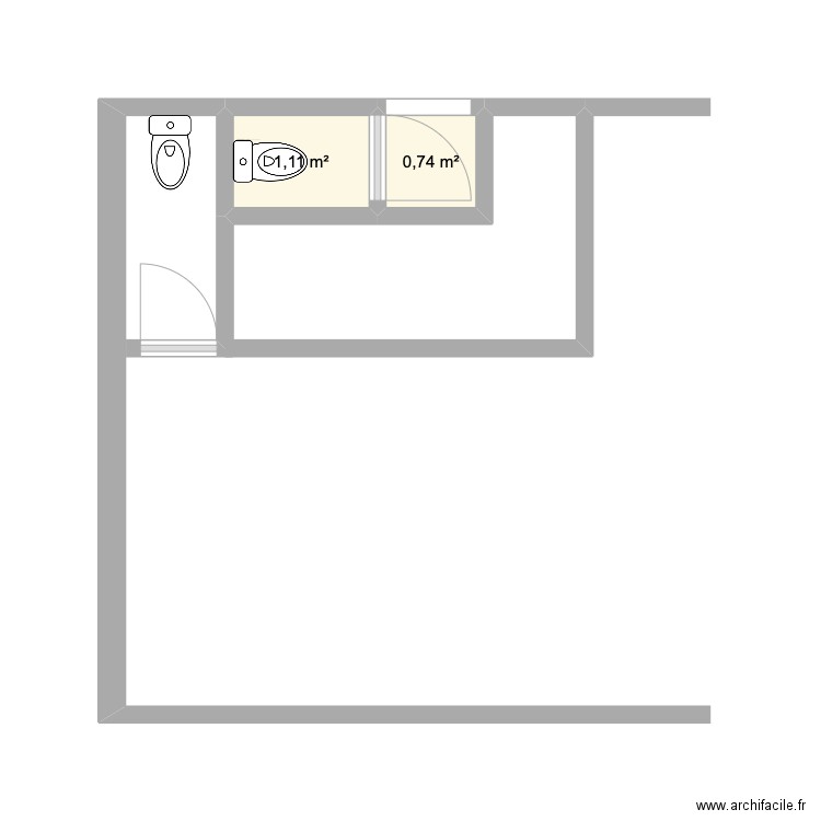 Penhoet2. Plan de 2 pièces et 2 m2