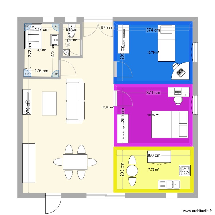 Maison . Plan de 6 pièces et 113 m2