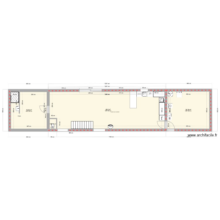 dependance salle de traite v2. Plan de 8 pièces et 124 m2