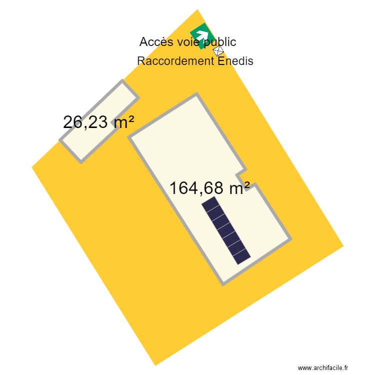 Plan de masse Ortega. Plan de 2 pièces et 191 m2