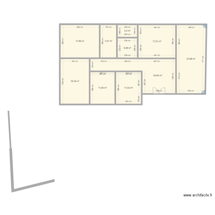 11111. Plan de 10 pièces et 145 m2