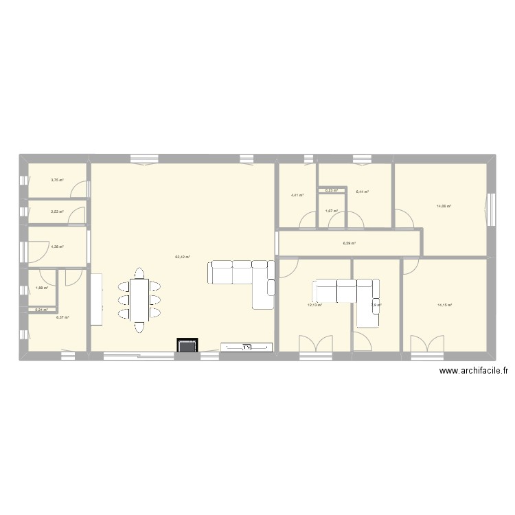 plan maison 1.23.2.1. Plan de 16 pièces et 149 m2