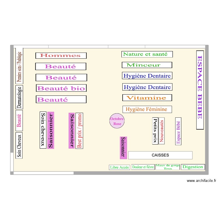 parapharmacie. Plan de 1 pièce et 163 m2