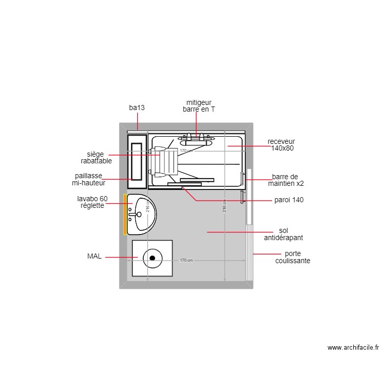 mouhbou. Plan de 1 pièce et 4 m2