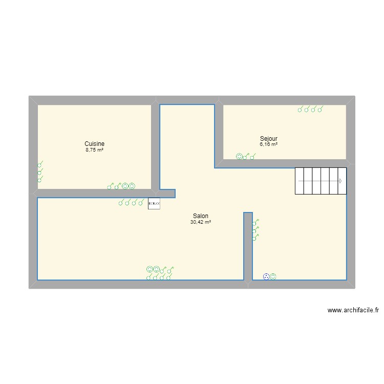 Villa Binouh. Plan de 10 pièces et 89 m2