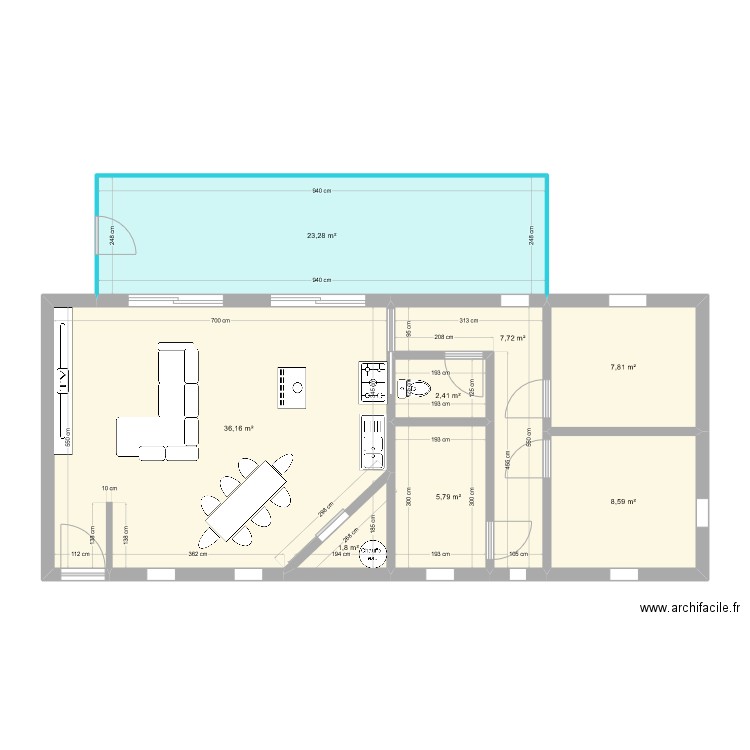 Maison 2. Plan de 8 pièces et 94 m2