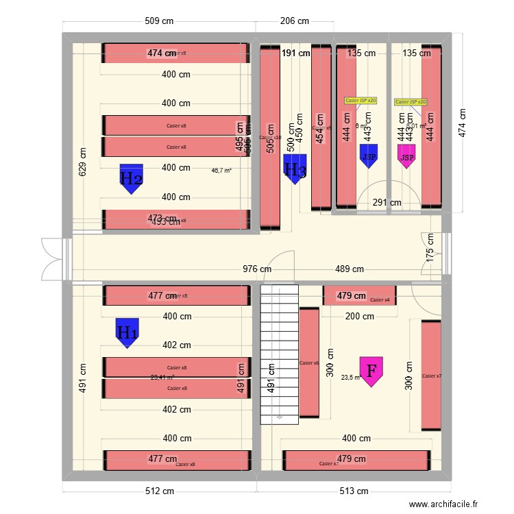 VESTIAIRES CIS CHM -  PROJET AVEC JSP. Plan de 5 pièces et 106 m2