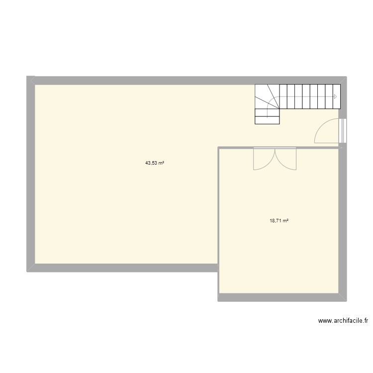 plan 1. Plan de 2 pièces et 62 m2