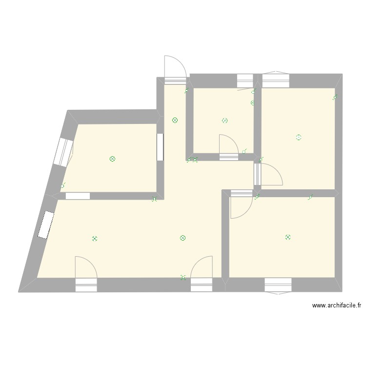 Les GRANGES rdc éclairage. Plan de 5 pièces et 61 m2