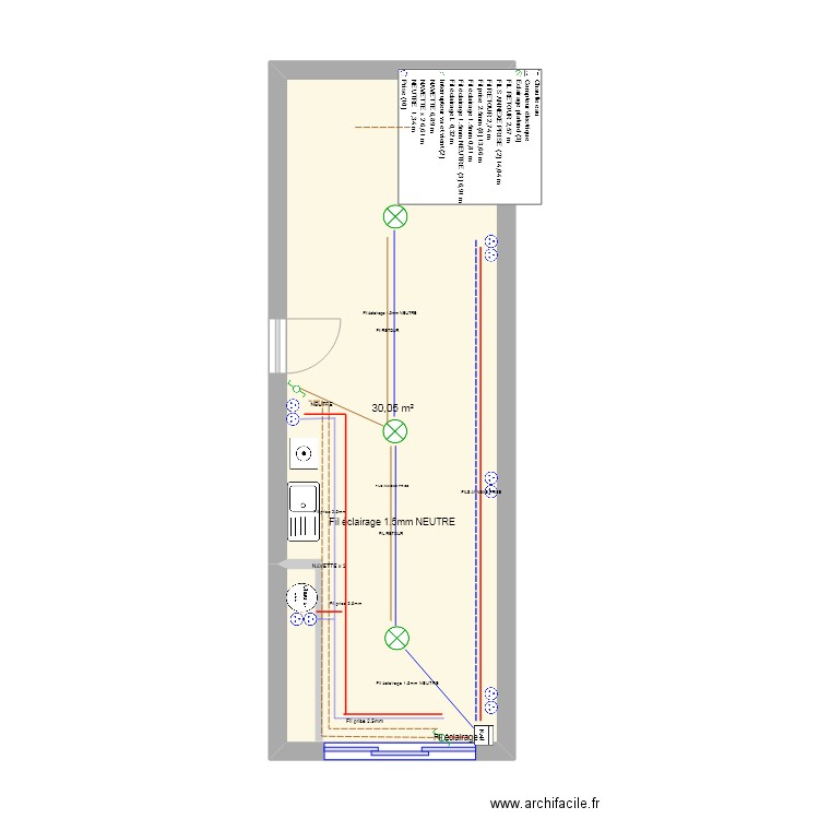 gara. Plan de 1 pièce et 30 m2