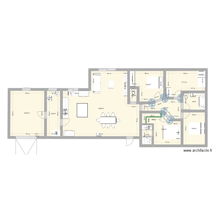 maison. Plan de 11 pièces et 142 m2