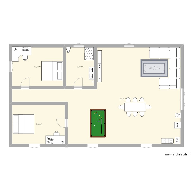 maison. Plan de 4 pièces et 134 m2