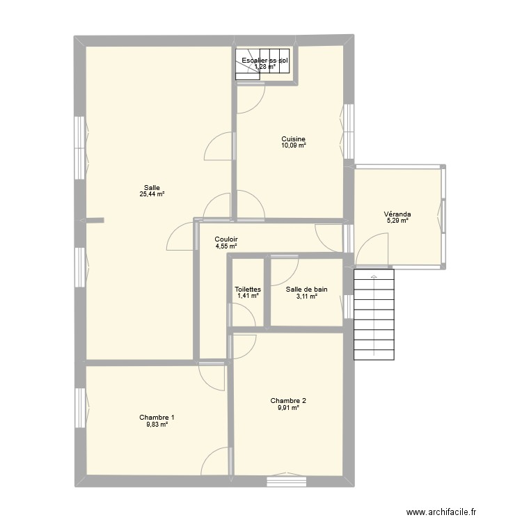 Ferrnande. Plan de 9 pièces et 71 m2