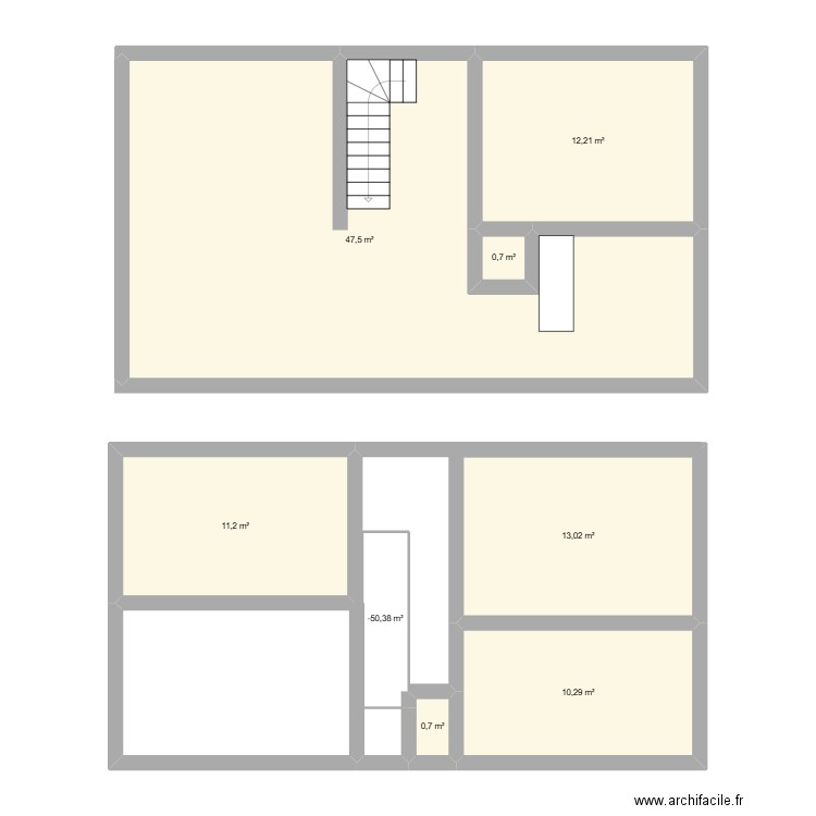 Gîte four à pains. Plan de 8 pièces et 98 m2