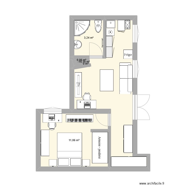 home. Plan de 5 pièces et 14 m2