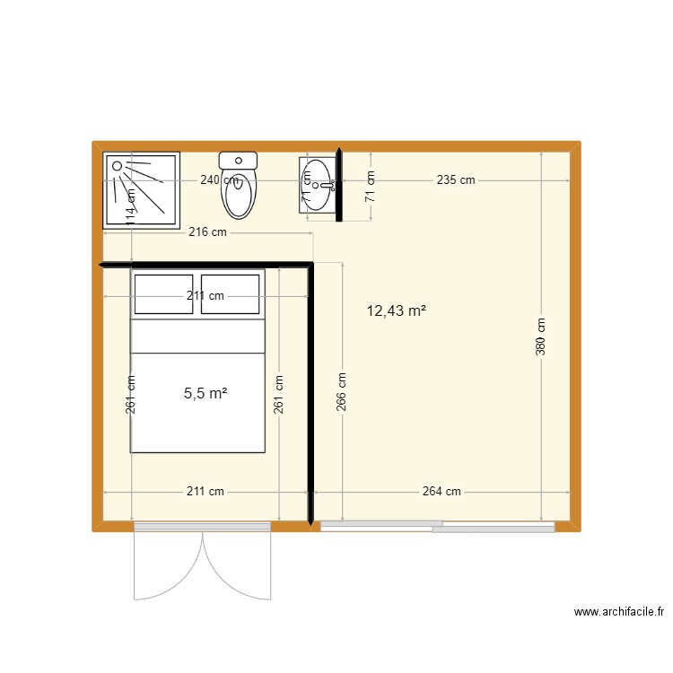 chalet 2. Plan de 2 pièces et 18 m2