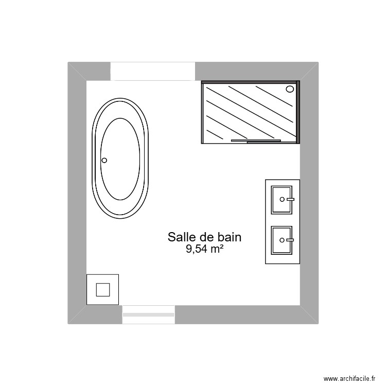 Salle de bain Sylvie . Plan de 1 pièce et 10 m2