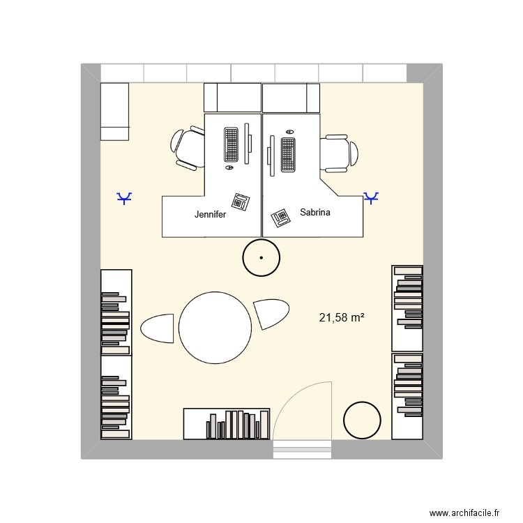 Jennifer et Sabrina N. Plan de 1 pièce et 22 m2