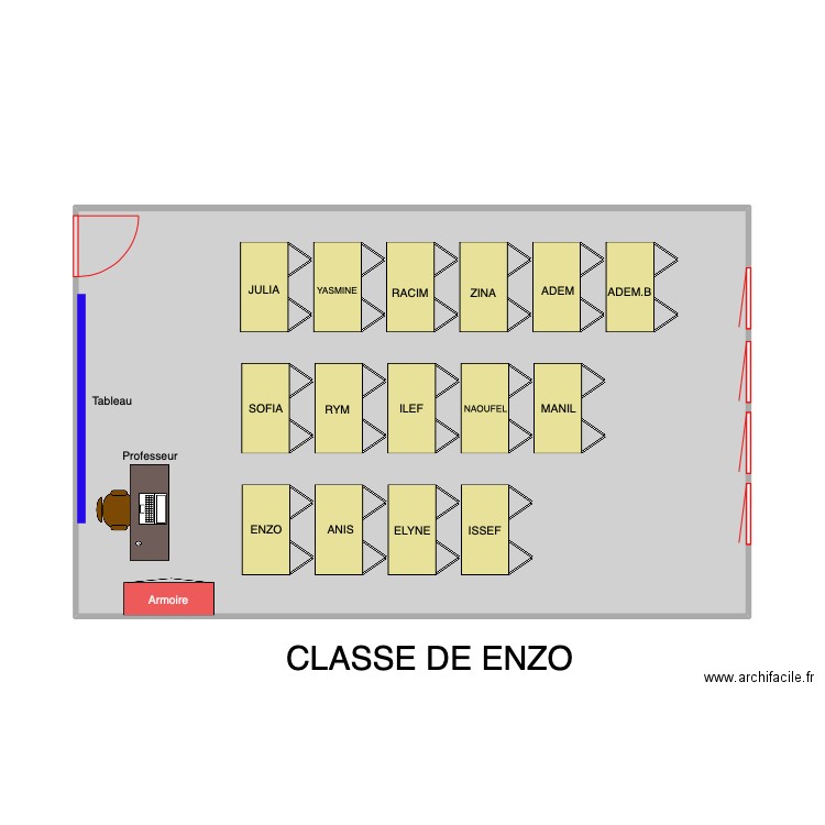 salle de classe DE ENZO ROUILI. Plan de 1 pièce et 47 m2