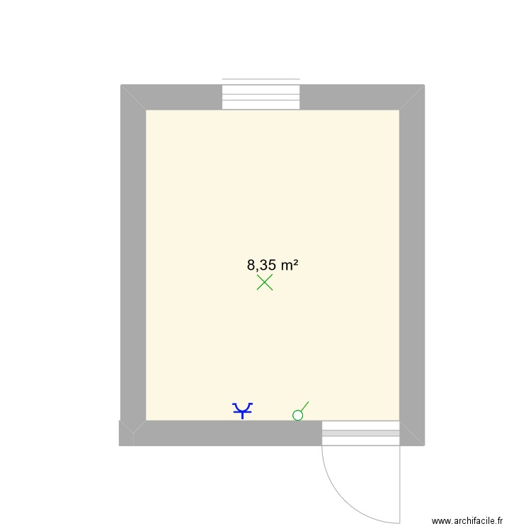 CHAMBRE 1. Plan de 1 pièce et 8 m2